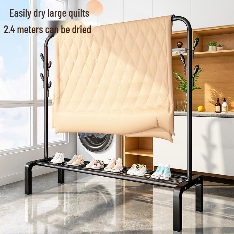 Floor-Standing Foldable Clothes Rack: Multifunctional Hanger for Bedroom & Dorm Drying Needs