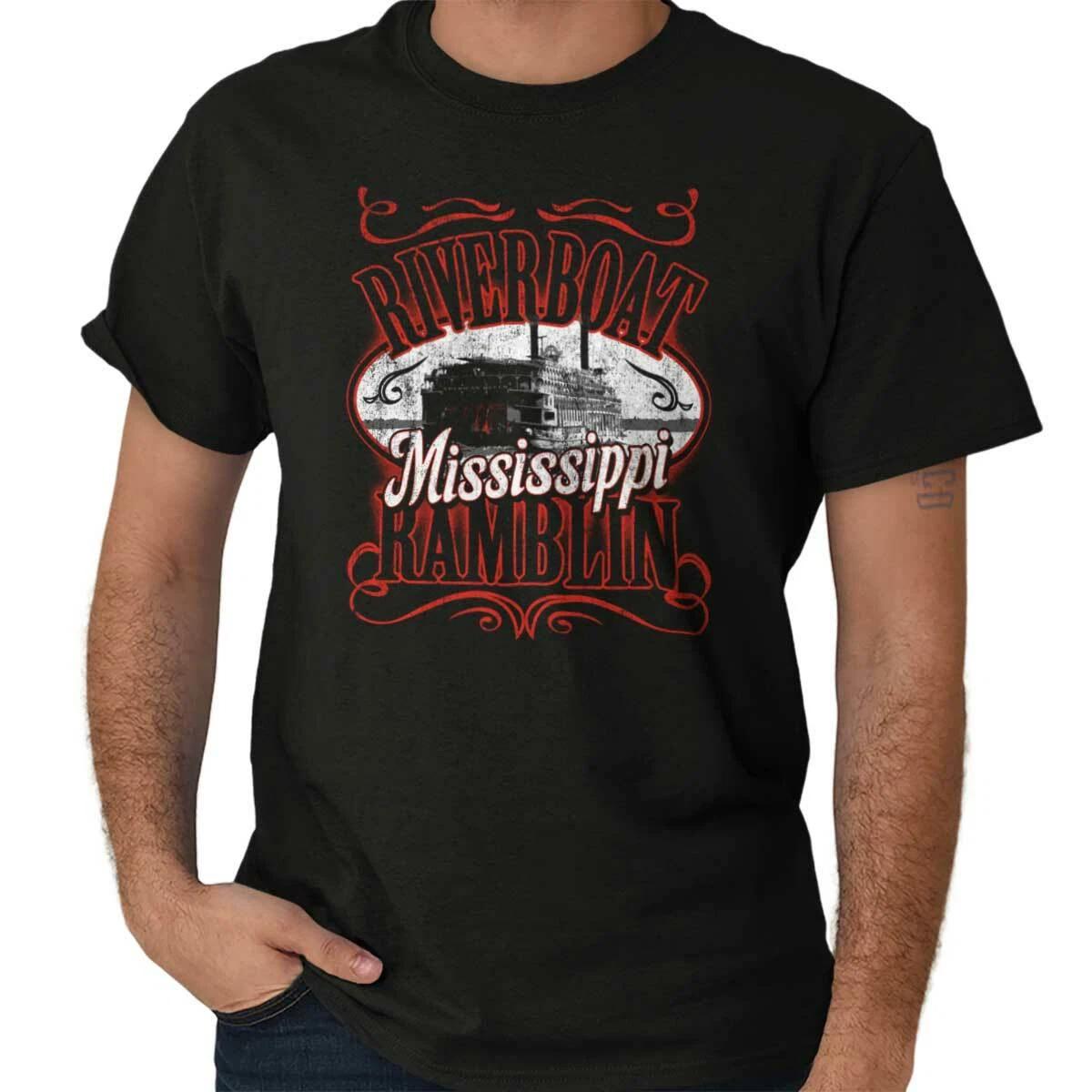 Mississippi River Riverboat Southern Souvenir Adult Short Sleeve Crewneck Tee L