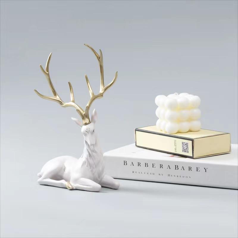 

Високоякісна статуетка оленя, фігурки північного оленя, смоляна скульптура для вітальні, розкішна прикраса для дому, скандинавські настільні прикраси, нові