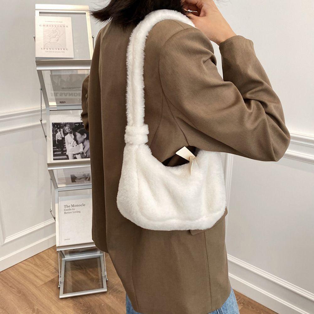 Pouch Handbag Plush Underarm Bag Solid Color Shoulder Bag Women Crossbody Bag Koran Style Handbag