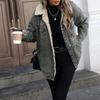 Women's Casual Fashion Long-sleeved Solid Color Loose Plus Velvet Denim Cotton Coat Denim Jacket