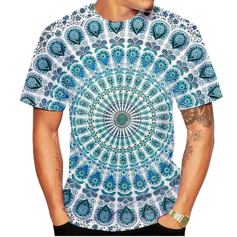 Colorful Kaleidoscope Pattern T-Shirt For Men Bohemia 3D Printed Tees Summer Casual Short Sleeve