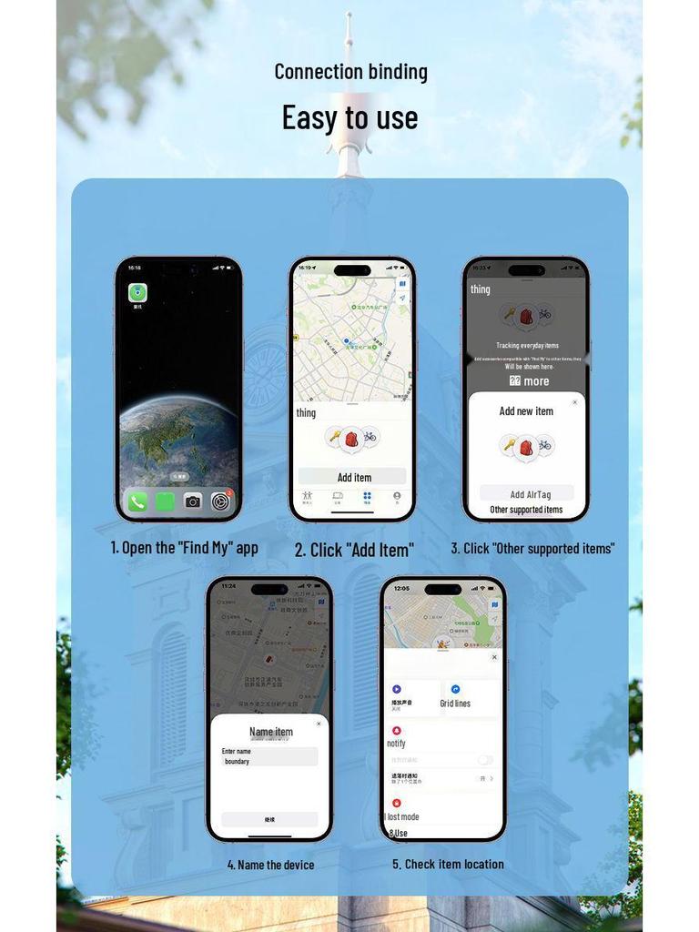 Airtag Alternative Locator - Anti-loss Tracker for Pets, Kids, and Keys, Compatible with Apple Devices