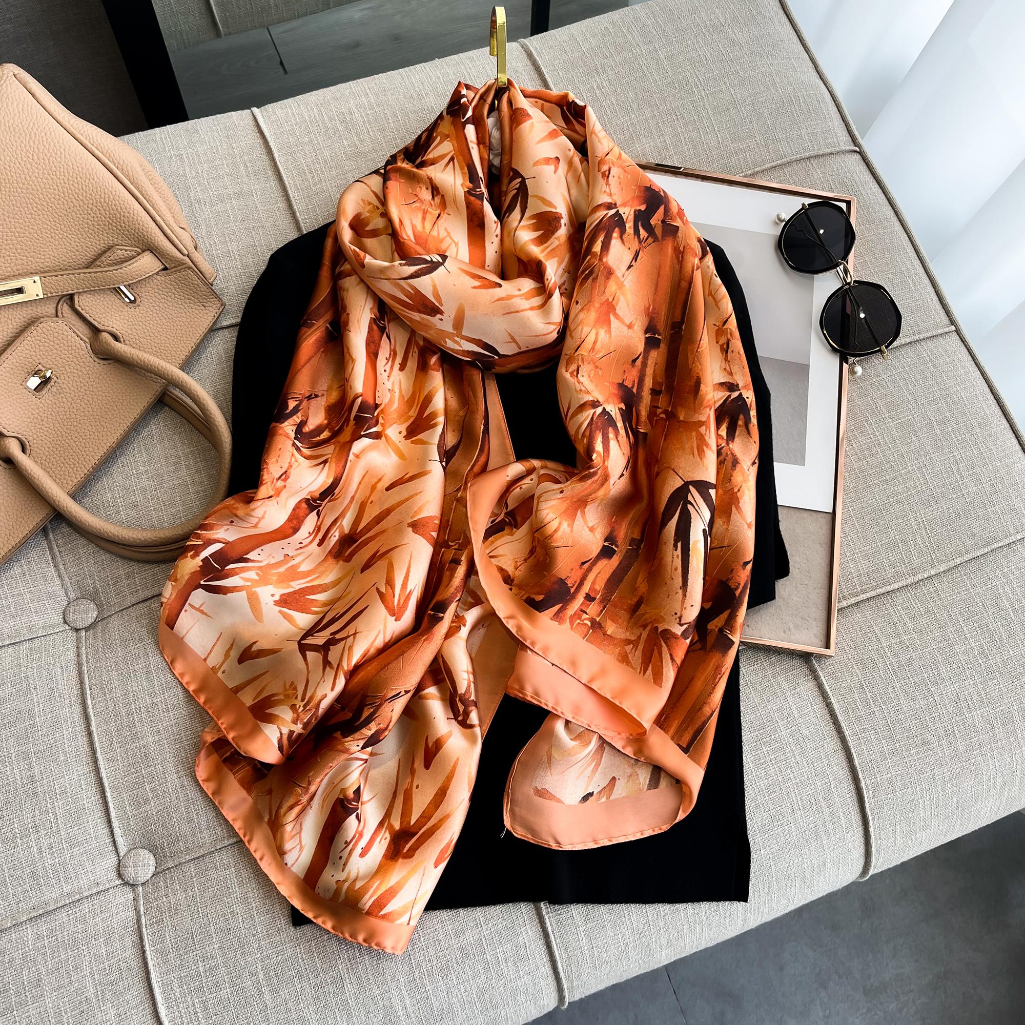 

Новый весенний шарф, женский роскошный дизайнерский шарф, шелковый гладкий шарф, мягкая мусульманская повязка на голову, шаль, пляж, 90x180 см