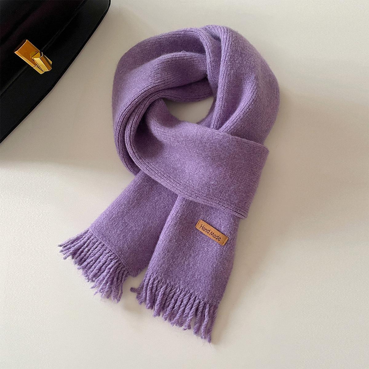 

Winter Korean Style Tassel Needle Scarf For Women Cashmere Solid Color Warm Scarf Versatile Shawl Pashmina Scarves One Size