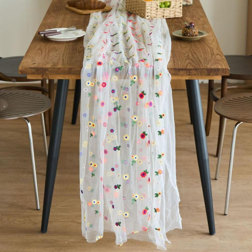 Imanqiyun Colorful Embroidered Floral Lace Tablecloth and Photography Backdrop.