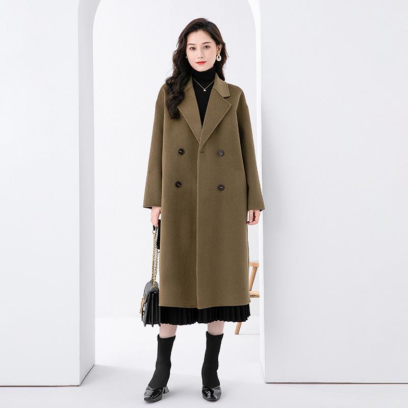 Women's Mid-Length Double-Sided Cashmere Melton Coat, 2025 Autumn/Winter Collection.