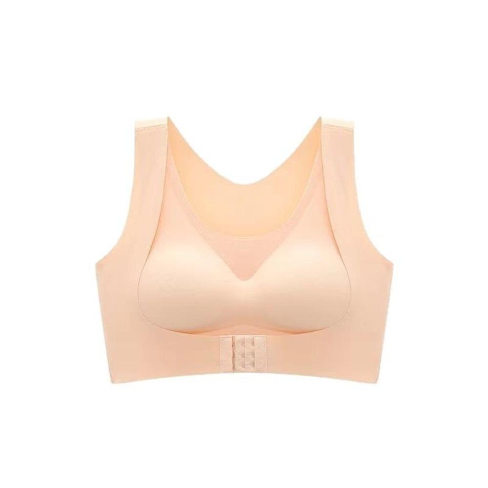 Cross Back Posture Corrector Bra Front Closure Seamless Bra Wireless Underwear Improve Hunchback M телесный