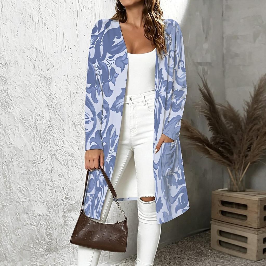 Plus Size Women Long Sleeve Open Front Loose Outerwear Casual Fashion Cardigan