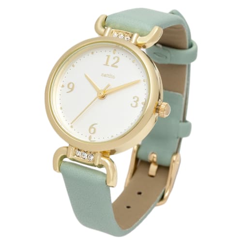 

Fieldwork Women s Analog Watch with Leather Strap and Sparkling Stones, Jewelia Green, JN044-3