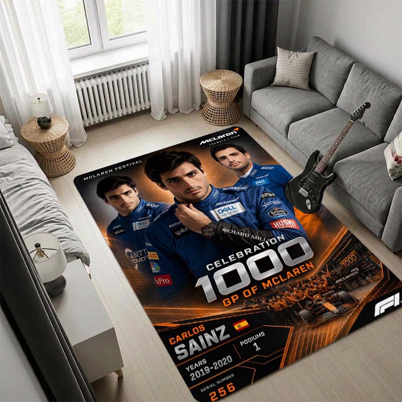 Esteban Ocon F1 Racing Area Rug, Haas Team Driver Portrait Print Floor Mat, Non Slip Carpet for Gamer Room Racing Fan Home Decor