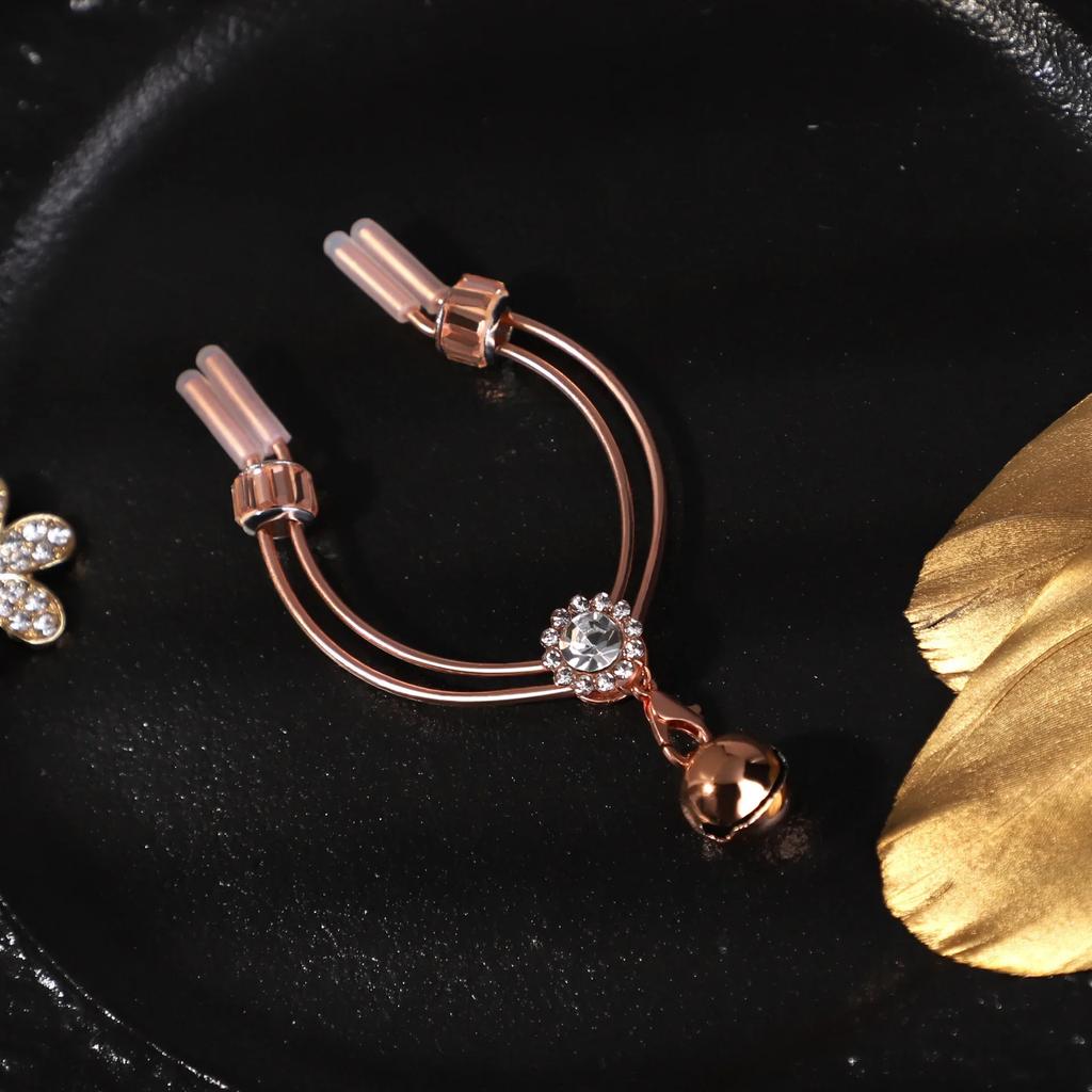Rose Gold Metal Adjustable Nipple Clamps With Bell Woman Nipple Clips Breast Bondage Restraint Slave Fetish Female Flirt Sex Toy