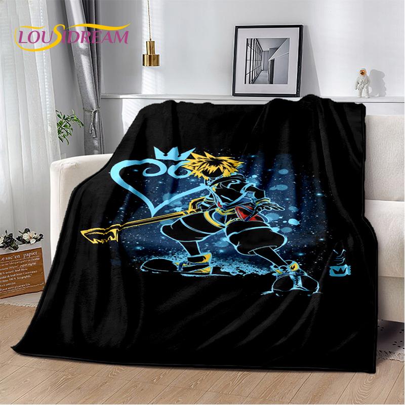 Weiche Plüschdecke mit 3D-Cartoon-Motiv „Kingdom Hearts“, Flanelldecke, Überwurfdecke für Wohnzimmer, Schlafzimmer, Bett, Sofa, Picknick, Kindergeschenk