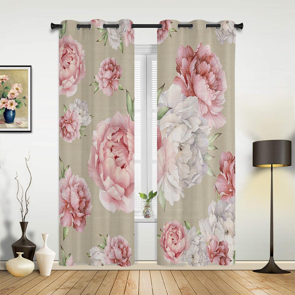 Blumen- und Blatt-Vintage-Schlafzimmergardinen Wohnraum-Vorhänge Küchen-Fenstergardinen Kinderzimmer-Fenstergardine Moderne Heimdekoration