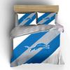 Blue and Gray Striped Lion Design Print Bedding Set Duvet Cover Pillowcases (1* Duvet Cover 2* Pillowcases Do Not Include Comforter)