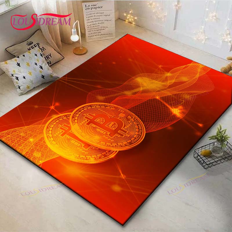 Hot Exquisite 3D Bitcoin BCT Printed Carpet Outdoor Rug Area Rug Non-slip Carpet Bedroom Decor Carpet for Room Gift