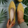 Pointed Toe Flat Shoes Women Office Boat Solid Color Knitted Slip On Shoes Casual Breathable Ballet Flats Women Shoes Loafers