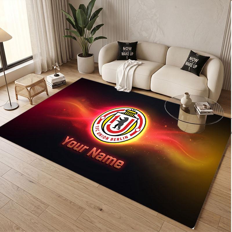 Custom Rug Union Berlin Pattern Print Name Text Soft Non‑Slip Floor Carpet for Home Indoor Decoration