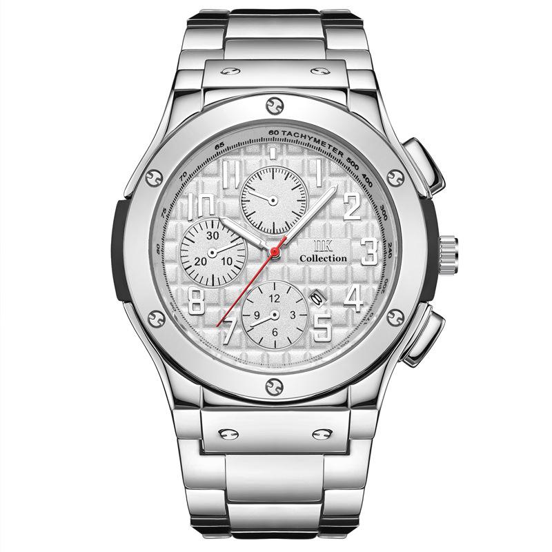 IIK Мужские часы с большим циферблатом, модные водонепроницаемые мужские часы, мужские часы с календарем, часы для мужчин белый