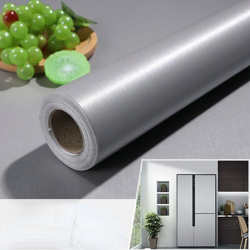 Thickened Brushed Metal Sticker Stainless Steel Kitchen Cabinet Refrigerator Self-adhesive Wallpaper Waterproof Home Decoration