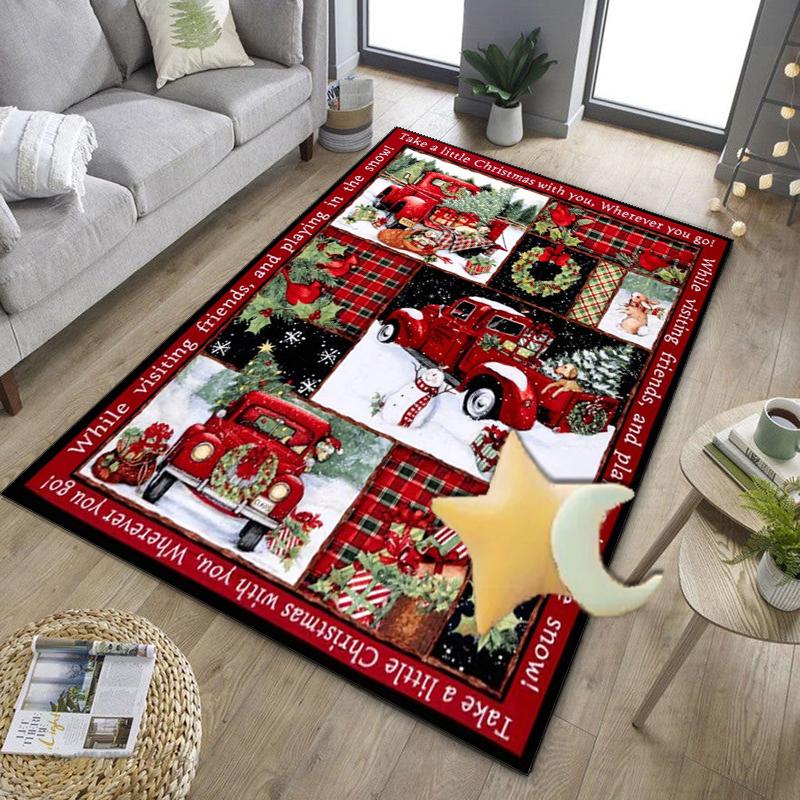 Christmas Vintage Truck Office Rug Chair Mat, Game Carpet, Suitable for Front Door, Bedroom, Living Room, Desk, Holiday Gift