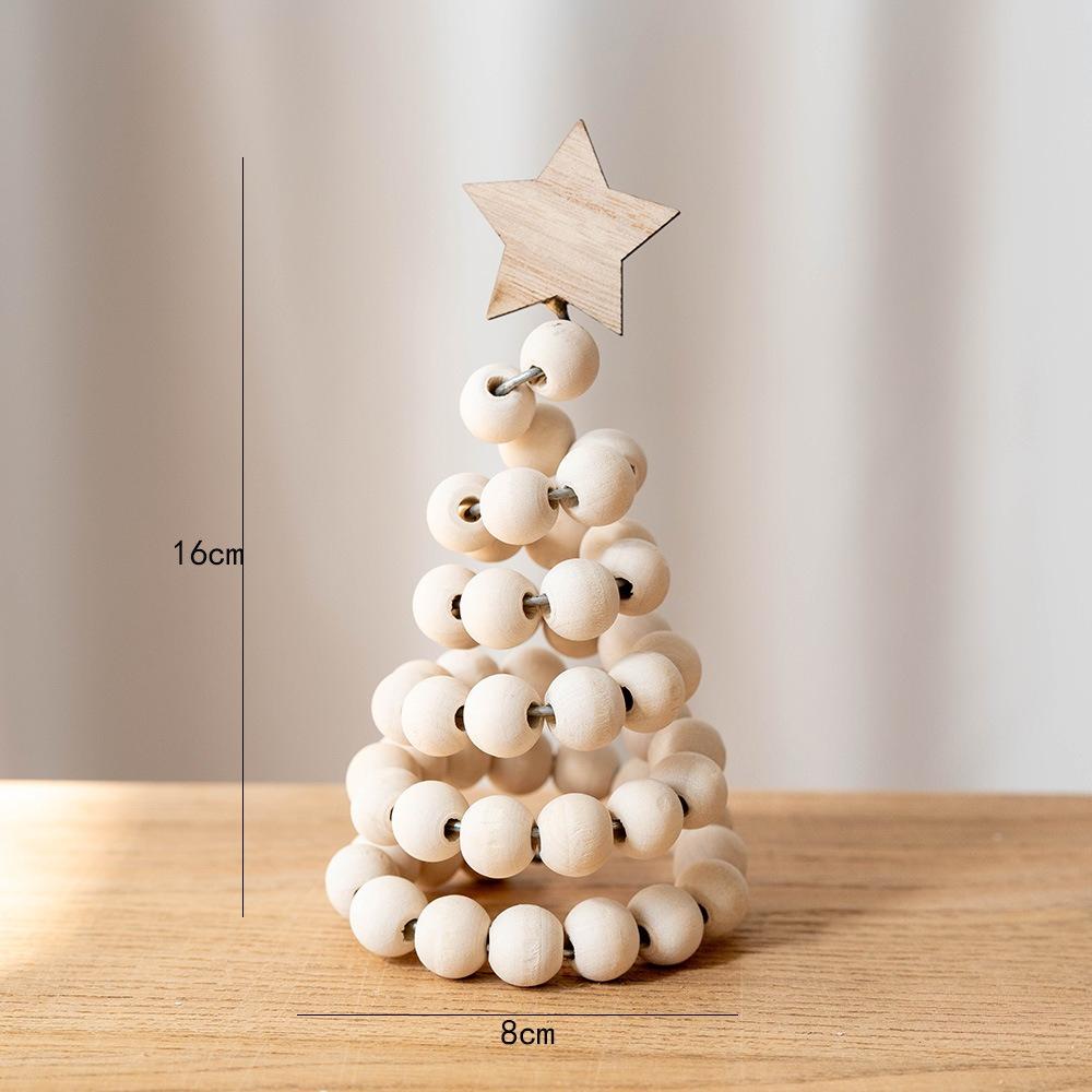 Christmas Decoration Wooden Bead Christmas Tree Creative Nordic Style Wooden Christmas Tree Desktop Ornament Decoration Ornament