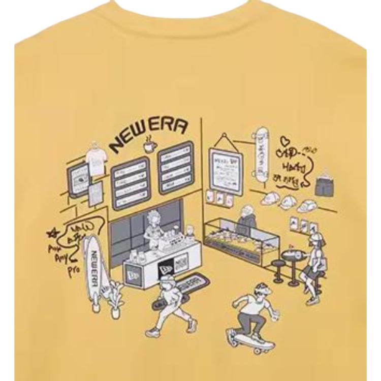 New Era Crew Neck Pocket Detail Short Sleeve T-Shirt Unisex Tops Yellow 13789174
