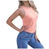 Womens Casual Round Neck Loose Solid Color Sleeveless Top T-shirt Blouse