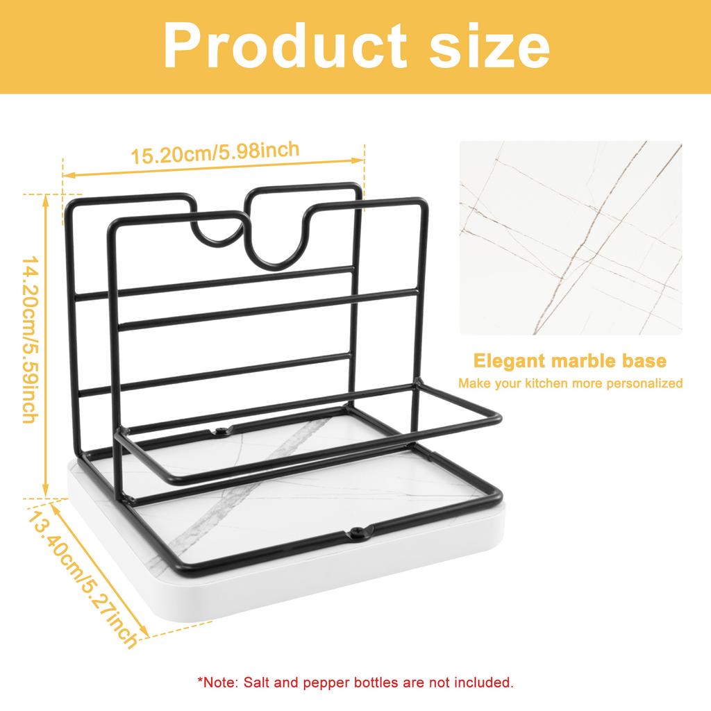 Metal Napkin Holder Standing Napkin Dispenser with Salt Pepper Shakers Caddy Paper Napkin Storage for Kitchen Dining Table Decor