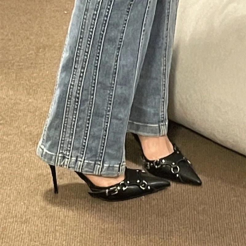 Shoes Female  Slip On Women's High Heels Fashion Party Pumps Women Buckle Pointed Toe Shallow Thin Heels Outdoor Shoes Women