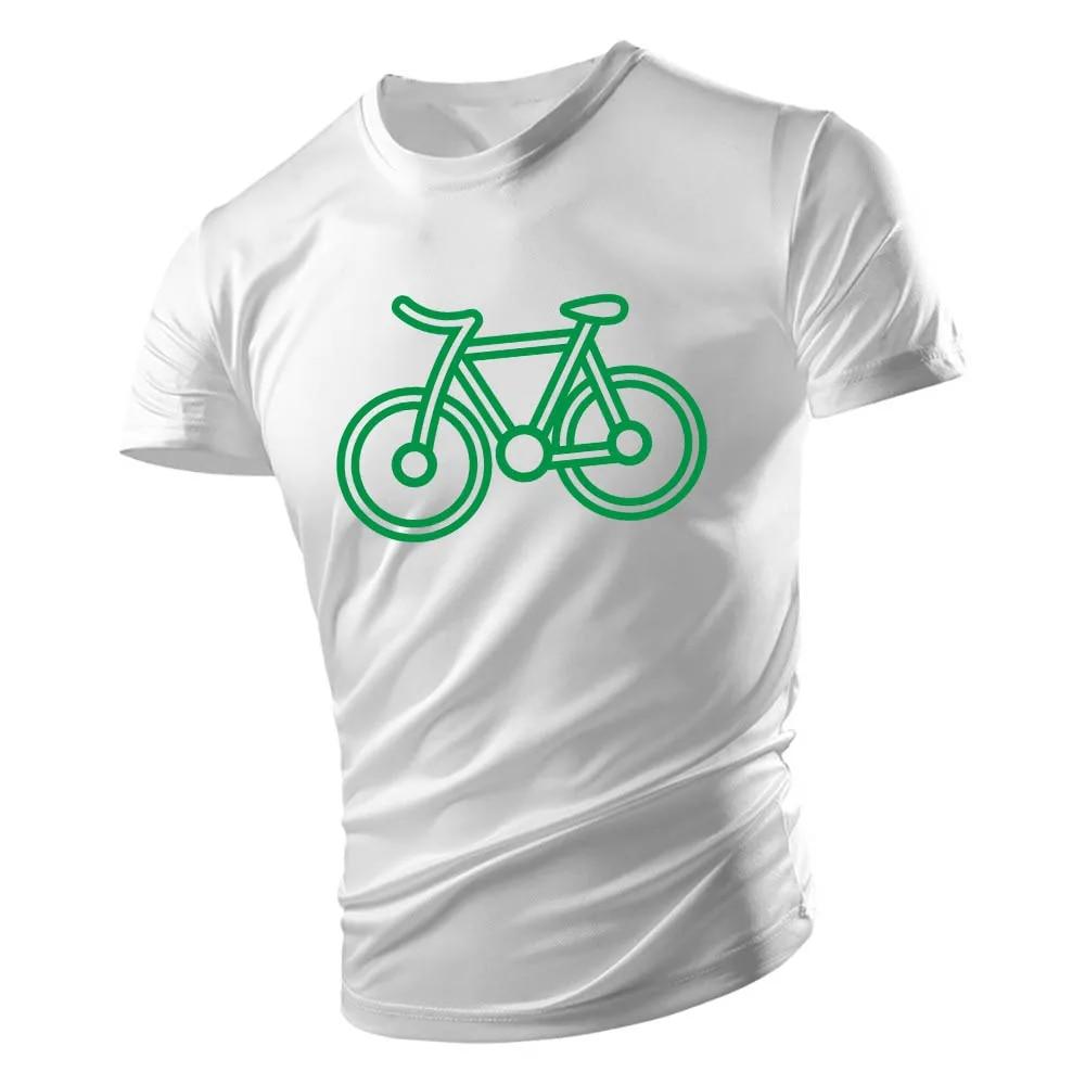 Four Seasons Adult Men'S Crew-Neck T-Shirt Top Casual Sports Creative Bicycle Pattern Print Multi-Color Loose Short Sleeve