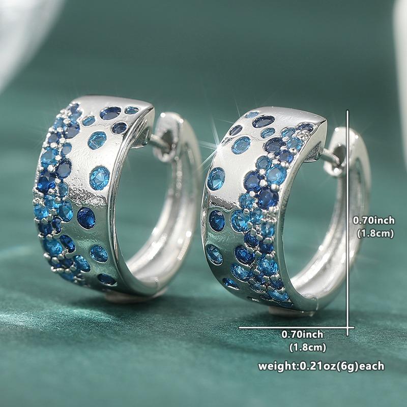 

Elegant Copper Color Blue CZ Hoops Women s Earrings Geometry Party Daily Wear