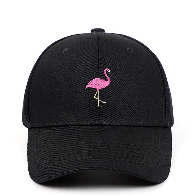 Flamingo Embroidery Solid Color Adjustable Men Baseball Cap Sun Protection Outdoor Women Summer Snapback Dad Hat