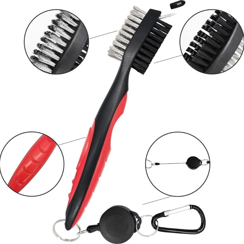 Golf Towel And Double Sided Cleaning Brush Set Golf Club Scrubber Microfiber Towel For Efficient Club Maintenance