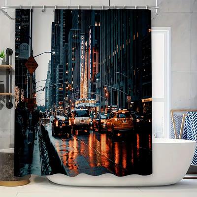 Nyc Skyline Shower Curtain New York City Photography Bathroom Decor Waterproof Modern Art Prints Wall Hanging Vintage Travel