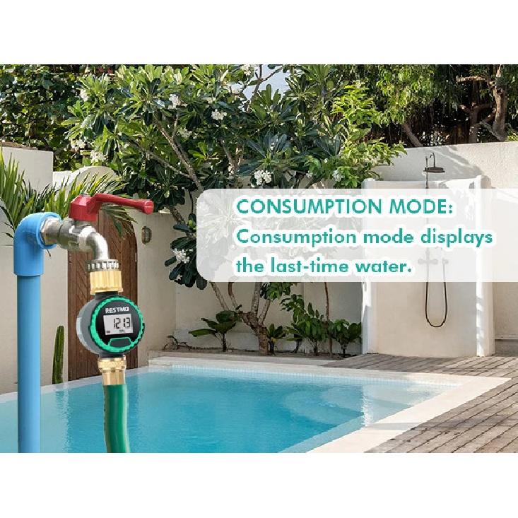 High Accuracy Digital Water Flow Meter Measure Water Consumption and Flow Rate for Outdoor Garden Watering/RV Water Tank Filling