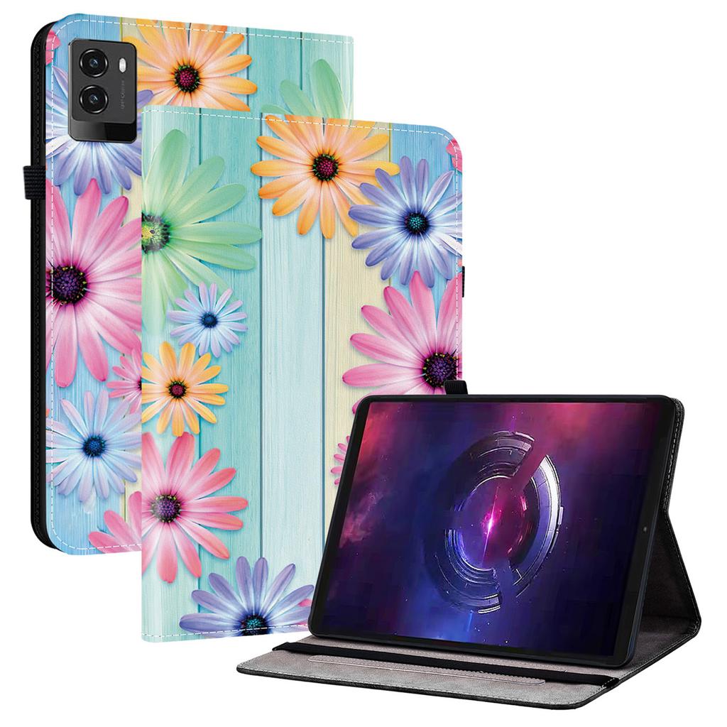 Pentru Lenovo Legion Y700 (2025) Husă din piele pentru tabletă cu suport și sloturi pentru carduri, model imprimat