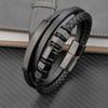 Pulsera de Accesorios de Lujo de Alta Calidad Regalo de Moda para Hombre Pulseras de Cuero Genuino Negro Combinación DIY Salvaje Guapo Regalo