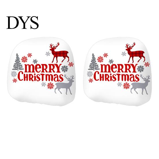 Auto Holiday Gift Ideas 2Pcs Christmas Car Headrest Covers, Elastic Printed Head Rest Cover, Funny Prints Pillow Protector for Cars, Suvs, Universal