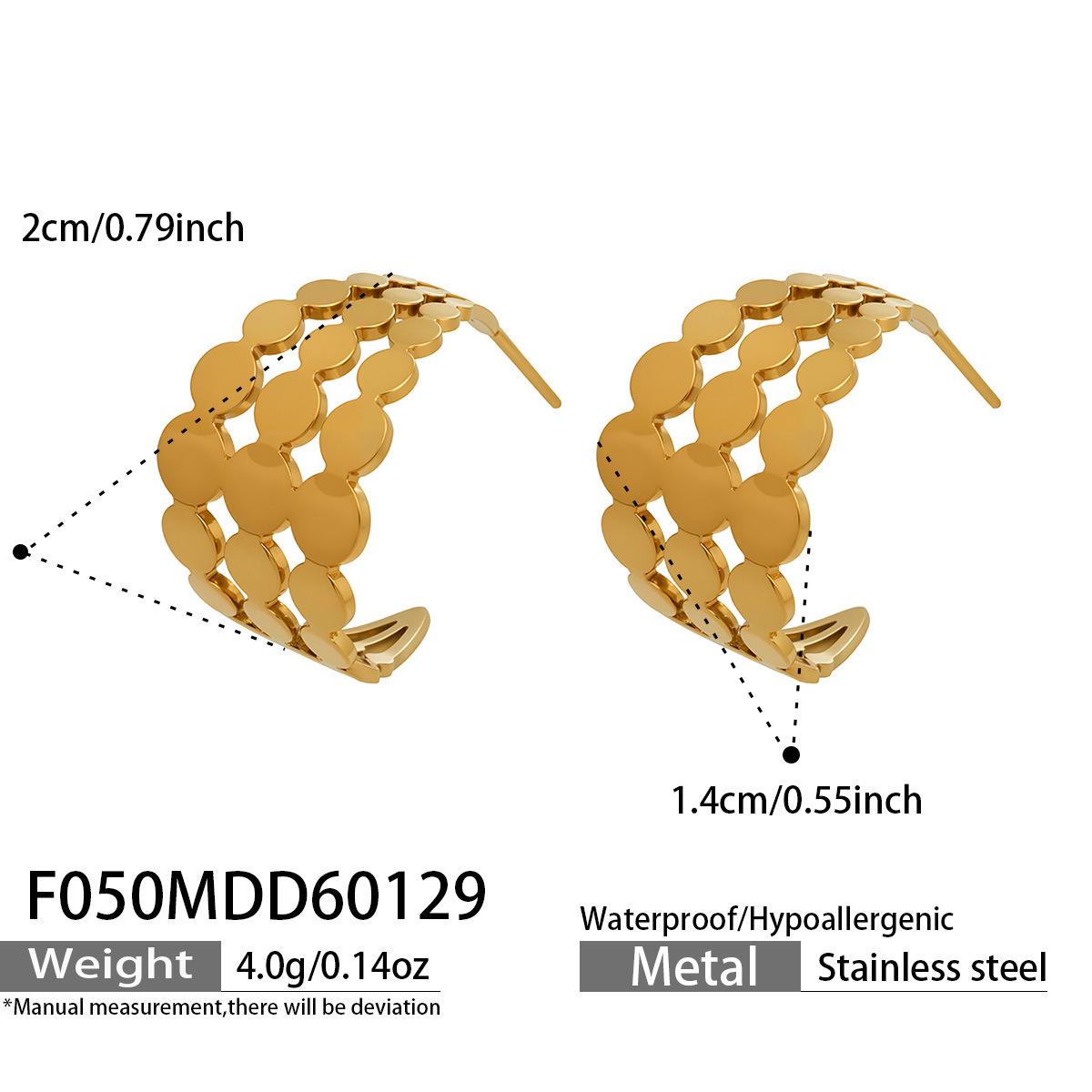 Chic C-Shaped Disc Earrings: Elegant European & American Design in Stainless Steel