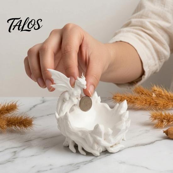Decorative Key Bowl 3D Printed Fantasy Dragon Ring Tray, Gothic Coaster Dish for Keys Storage Tray Jewelry Coins, Desk Organizer Home Office,