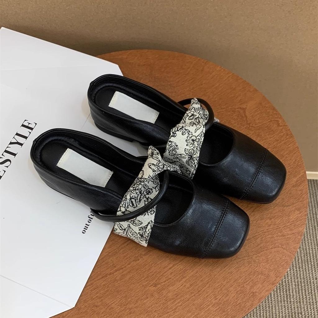inner heightening bag head half slippers women wear new spring and summer new fairy platform Mary Jane slope heel single shoes