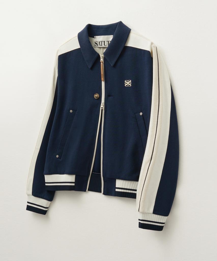 Satur Rawton Collar Track Zip-Up Jacket Classic Navy