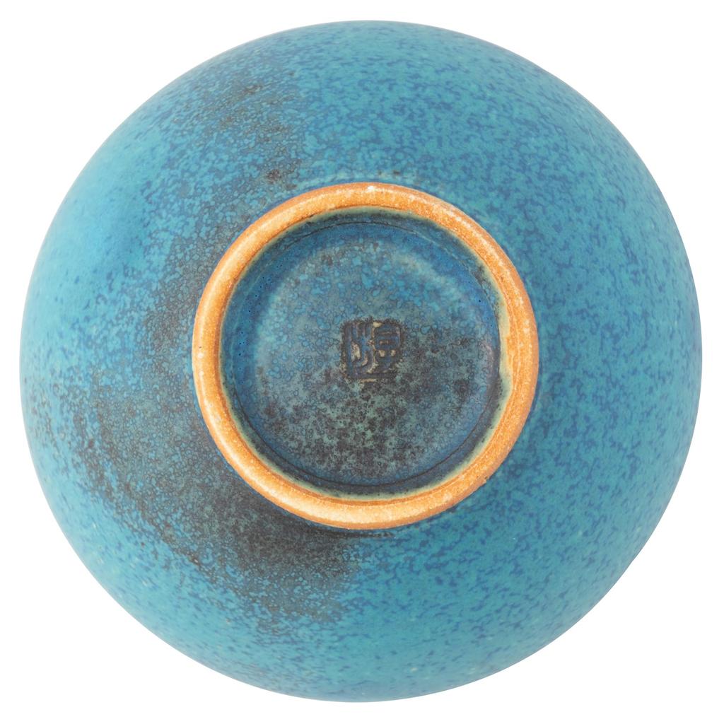 Marui Seito Shigaraki Ware Hechimon Soup Bowl, Diameter 11cm, Blue Glaze, MR-3-4219