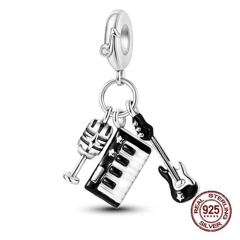 Music Lovers Earphone Tapeguitar Sax Musical Charms Beads Fit Copper Bracelets Diy Jewelry Women Party Gift