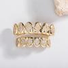 New Iced Out Hip Hop Rhombus Shape Teeth Grillz Set Unisex Top Bottom Mouth Grillz Teeth Set Bling Shiny CZ Halloween Jewelry