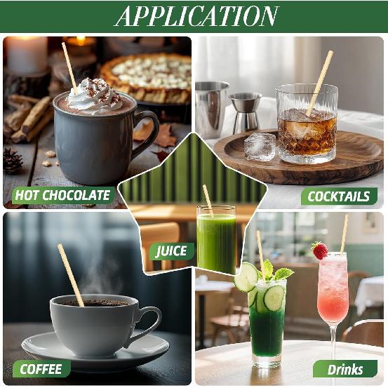 1000pcs Sip Stirrers - 5.5 inch Coffee Stir Sticks Hot Drink Beverage Stirring Swizzle Stir Sticks Biodegradable Stirring Sticks for Coffee, Tea, and