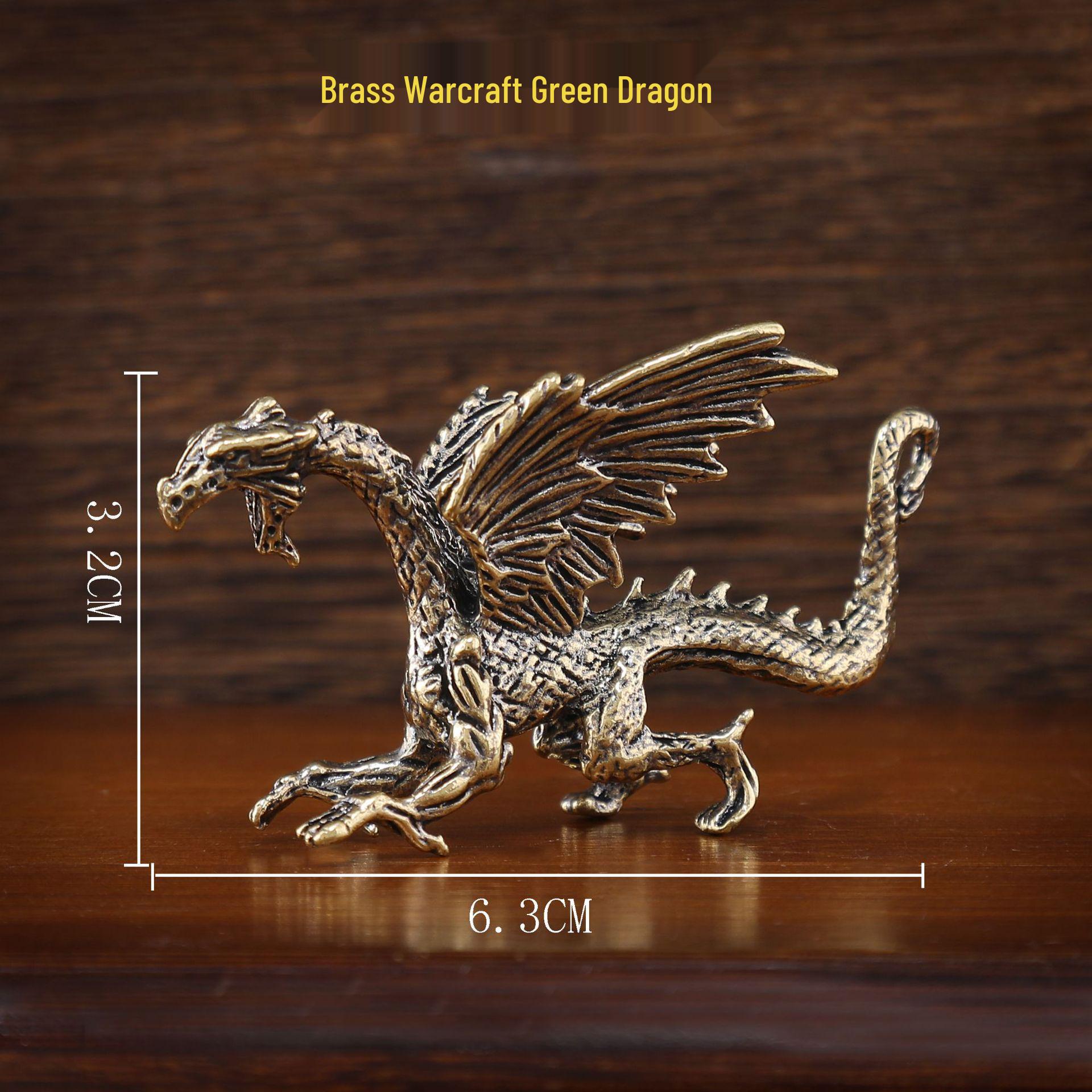 **Majestic Dinosaur & Dragon Brass Ornament - Antique Replica Tea, Desk, Car Pet Craft**