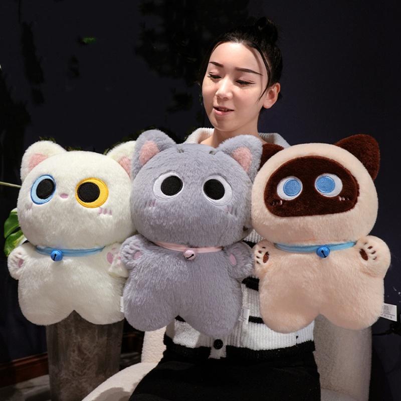 35cm Kawaii Große Augen Schwarze Katze Plüschtier Puppe Weiches Kuscheltier Katzenkissen Kissen Geburtstagsgeschenk für Kinder Heimdekoration