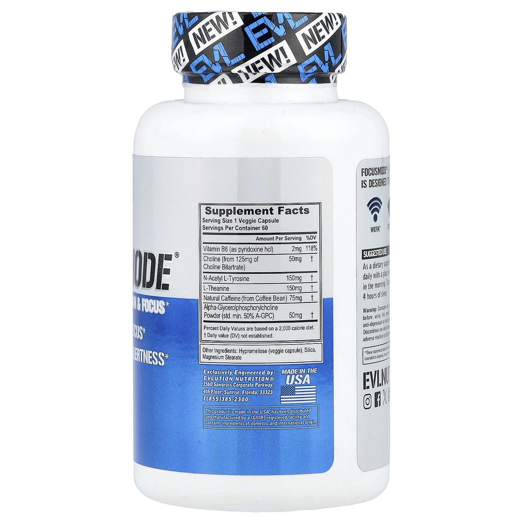EVLution Nutrition, FocusMode®, 60 Veggie Capsules